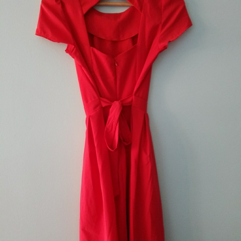 Adorable Fit & Flare Red Party Dress - Picture 3 of 4