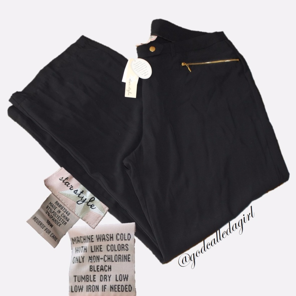 StarStyle Black Slacks with Gold Accents