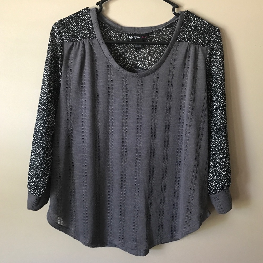 Cute Gray and Floral Print Top