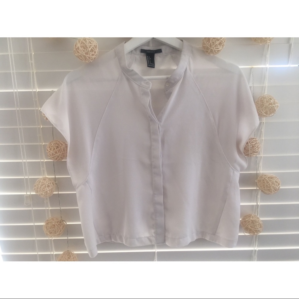 White Button Up Crop Top