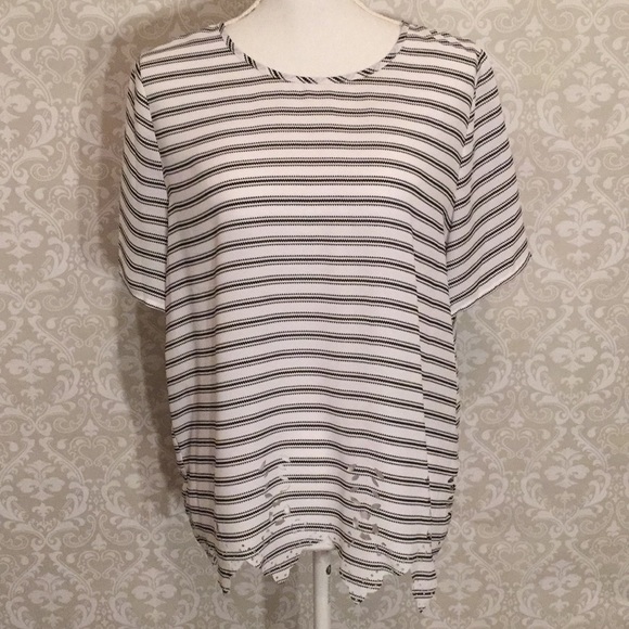 Pixley Tops - Stitch Fix {Pixley}Wht/Blk Striped Blousew/Cutouts