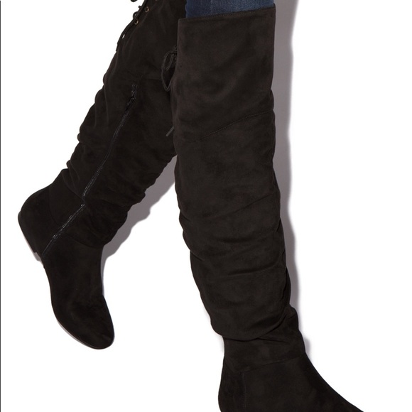 Knee high black suede boots - Picture 2 of 2