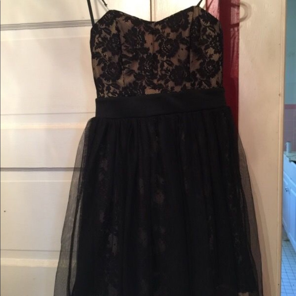 Black/nude Lacey mini dress