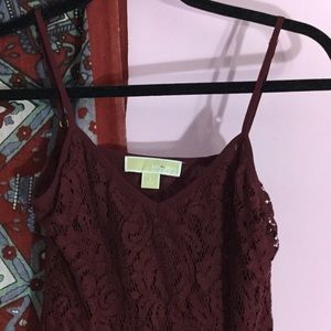 Michael kors burgundy lace midi dress