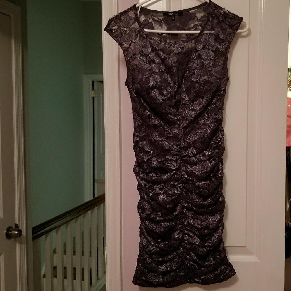 Grey metallic lace dress 1/2 small S