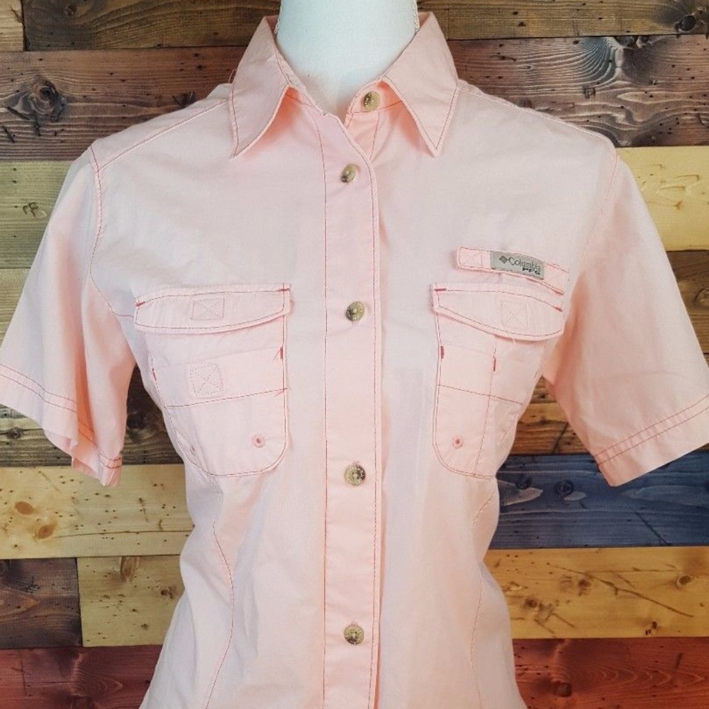Columbia PFG Womens Pink Button Up Shirt M