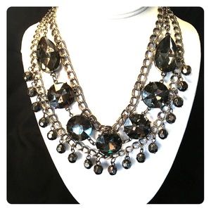 Black stone and metal Necklace