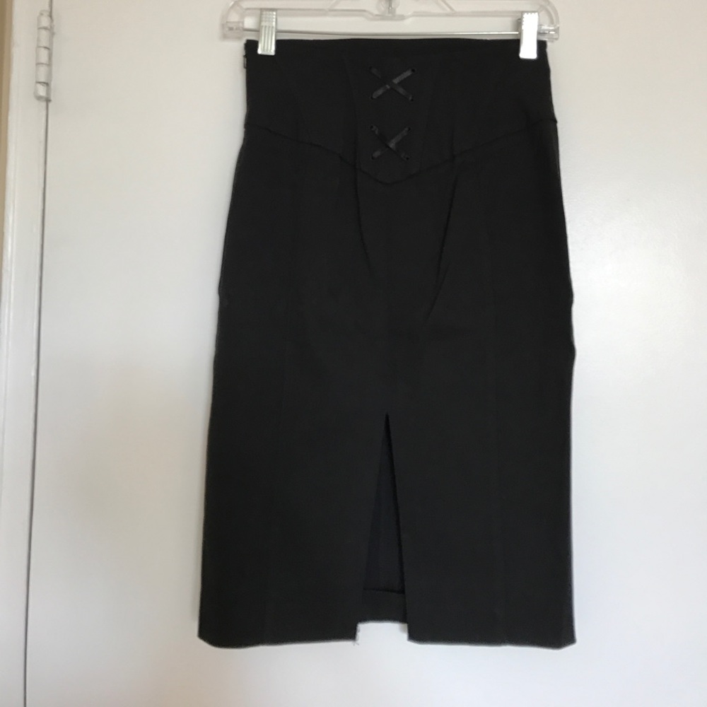 Express black pencil skirt w/corset back and slit