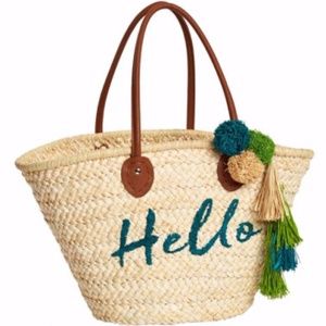 Woven beach tote with tassels