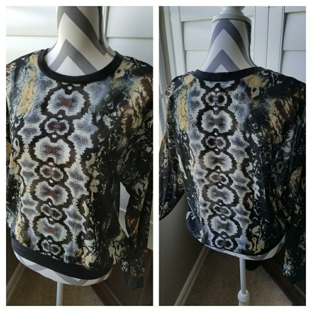 CAbi Sheer Snake Print Blouse