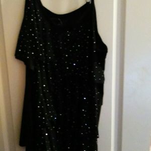 INC Black Ruffle Silver studded Ruffle Tank