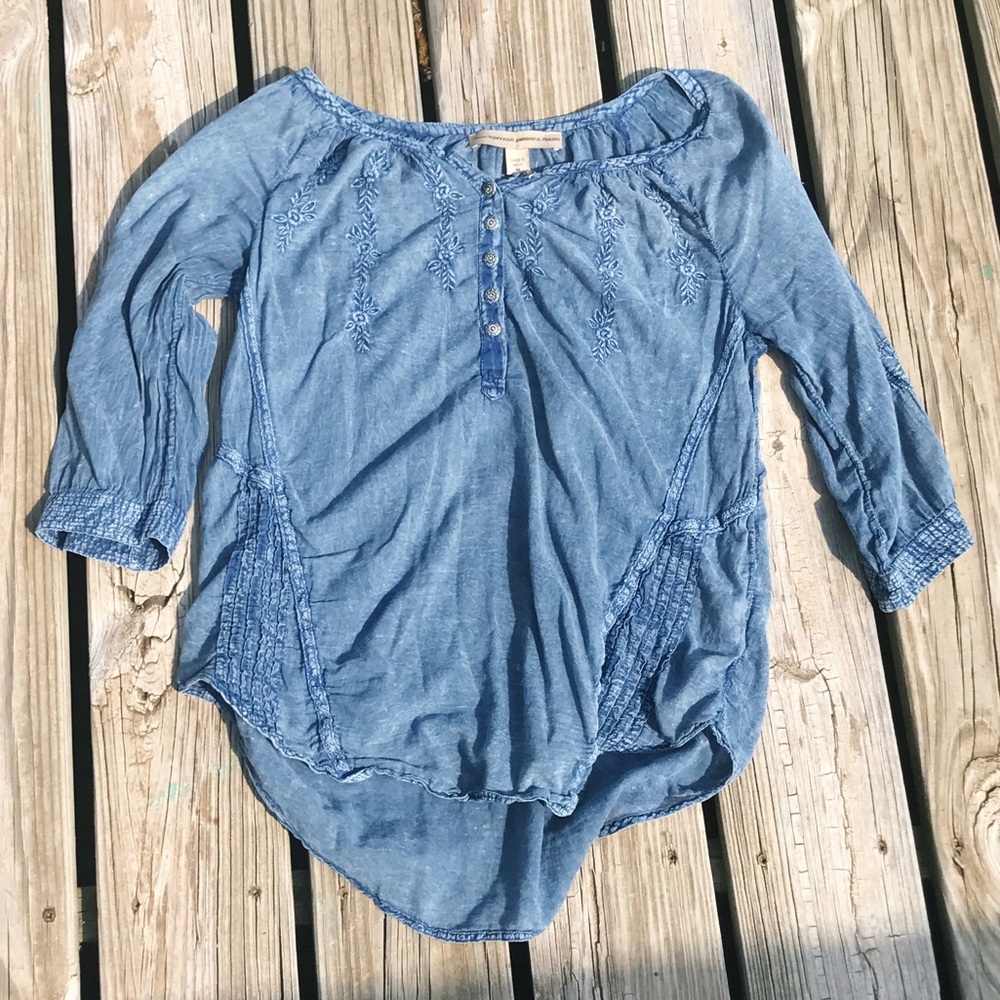 Vintage America Denim Peasant Blouse from Macy's