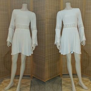 H&M Cream Lace Bell Sleeve Dress