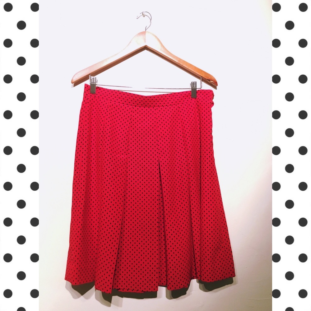 Rena Rowan for Saville Red Skirt w/Black Polka Dot