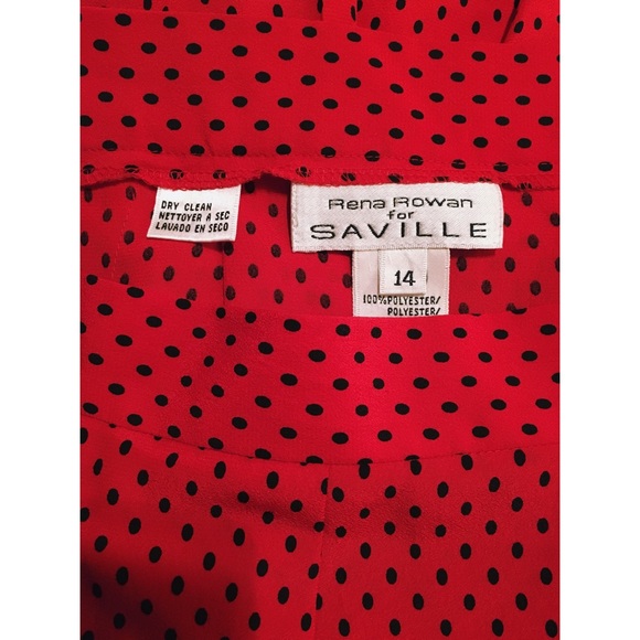 Rena Rowan for Saville Red Skirt w/Black Polka Dot - Picture 2 of 2