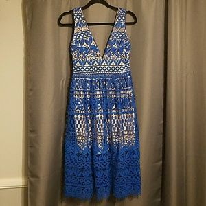 Beautiful blue and nude crochet like dress