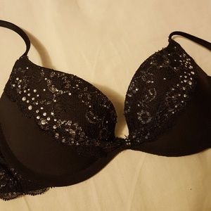 Sparkly Black & Silver Victoria's Secret Bra 32A