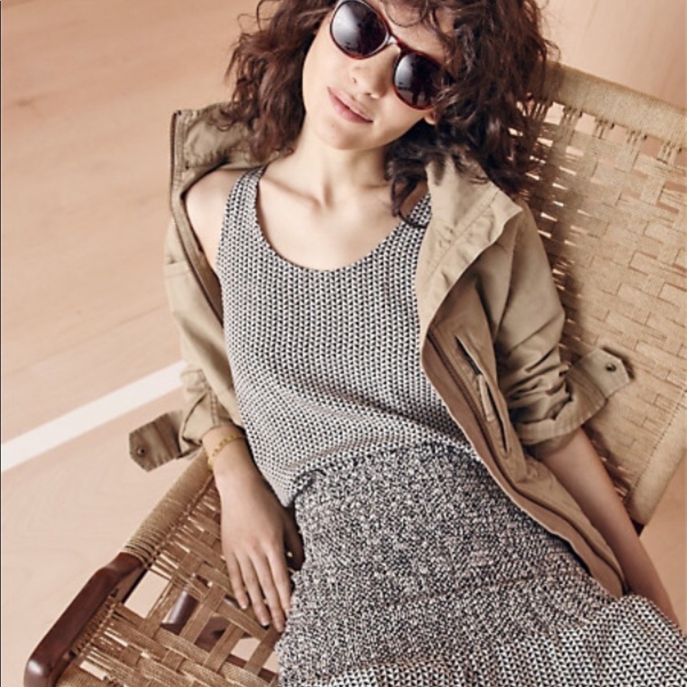 Madewell silk smocked shirt and skirt