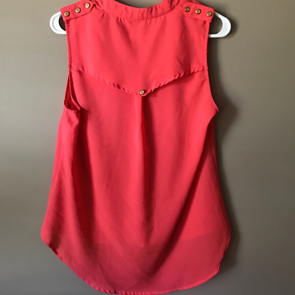 Coral Button Down Top - Picture 2 of 2