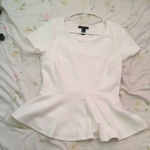 White peplum top