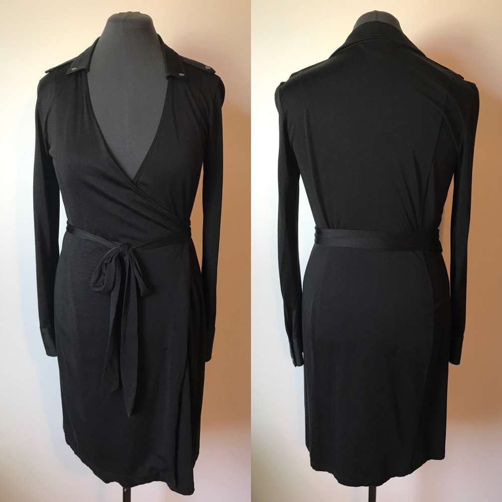Banana Republic Black Collared Wrap Dress