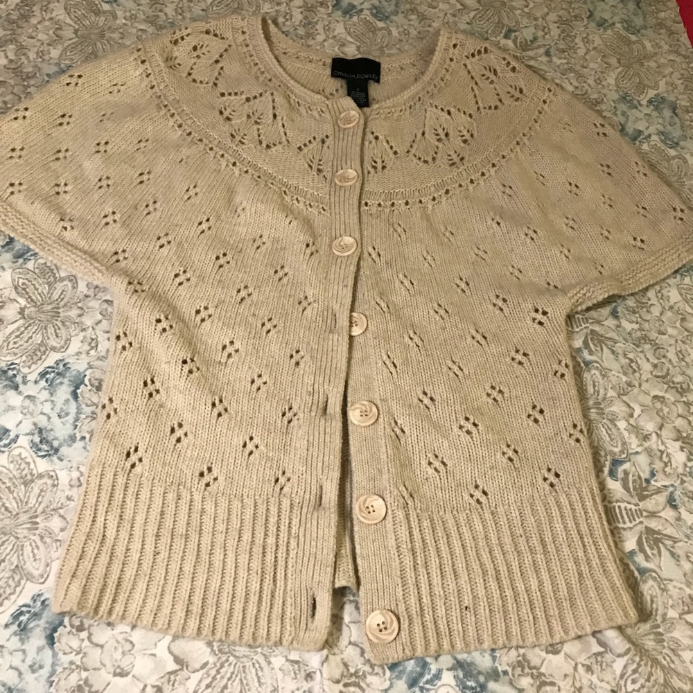 Cynthia Rowley Cape Sleeve Lace Knit Sweater