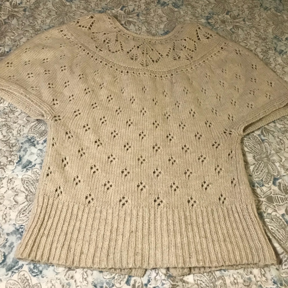 Cynthia Rowley Cape Sleeve Lace Knit Sweater - Picture 4 of 5