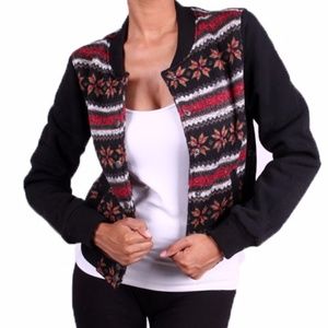 ZIP FRONT FAIR ISLE BOMBER JACKET
