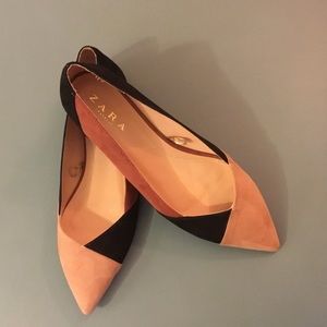 Zara color block ballerina flats