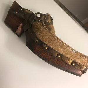 Donald J. Pliner Hair Calf Tan Bronze Clog Shoe