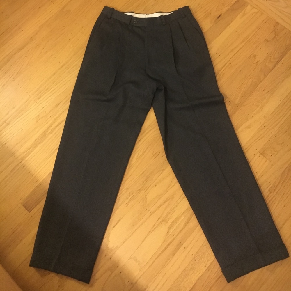Zigoni men's dark charcoal wool dress pants