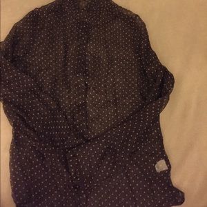 J. Crew brown with gold polka dots sheer shirt