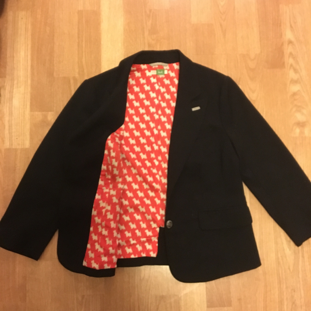 Anthro "Ett Twa" Blazer Elbow Patch Scotty Lining