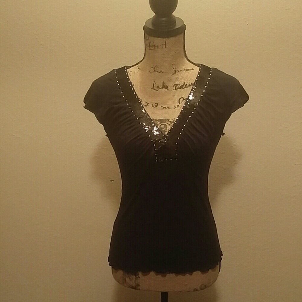 BCBGMaxAzria sequin top
