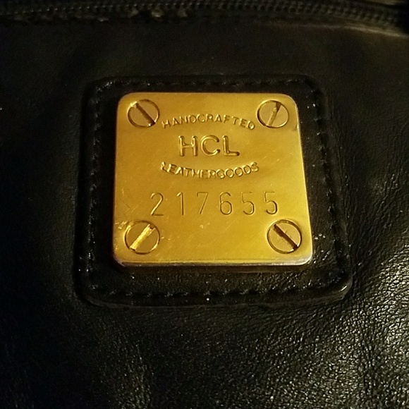 HCL black leather bag purse vintage handbag - Picture 7 of 8