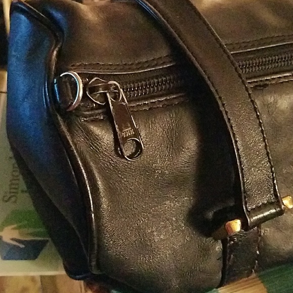 HCL black leather bag purse vintage handbag - Picture 8 of 8