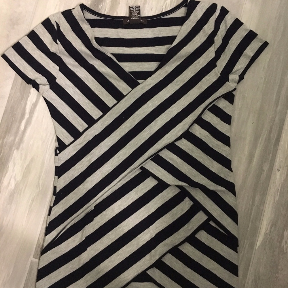 Grey and Black Striped Top