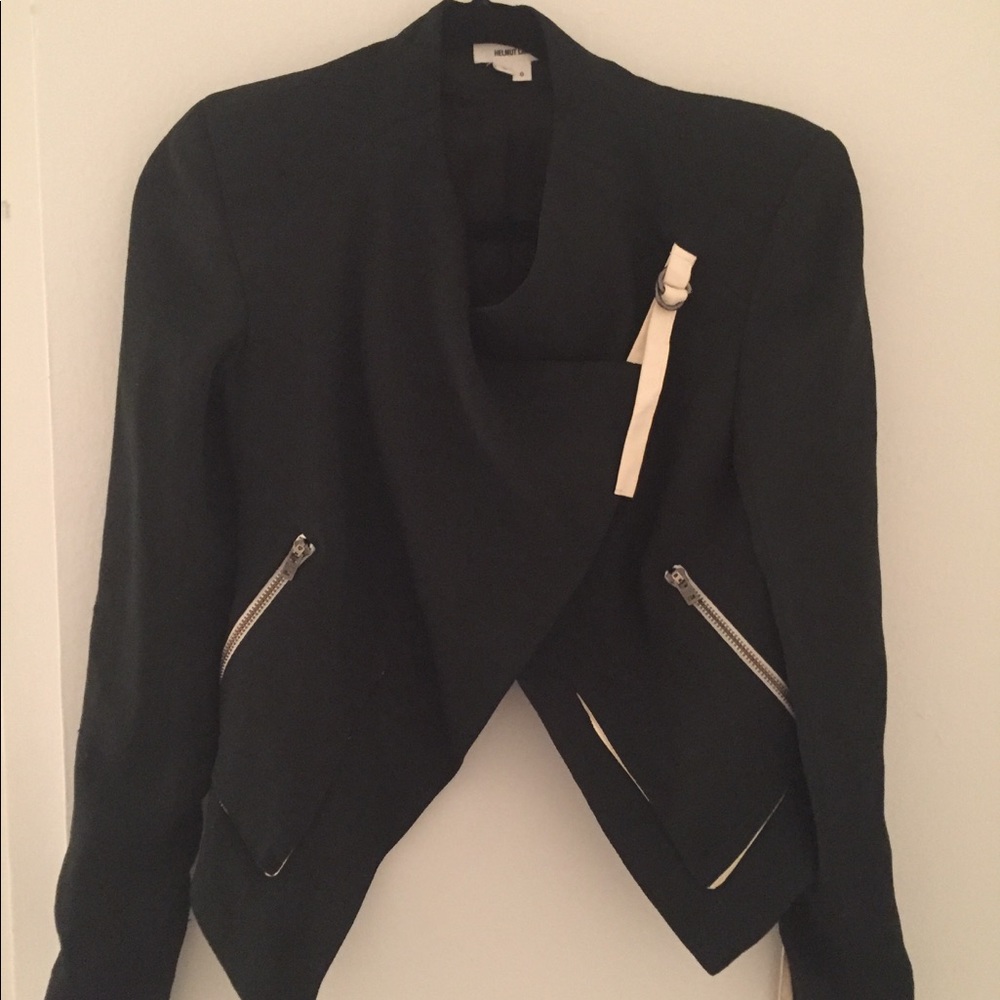 Helmut Lang leather accented blazer