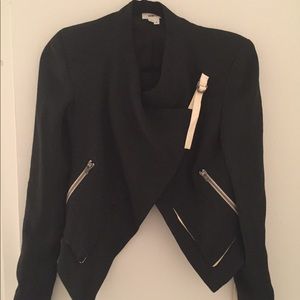 Helmut Lang leather accented blazer