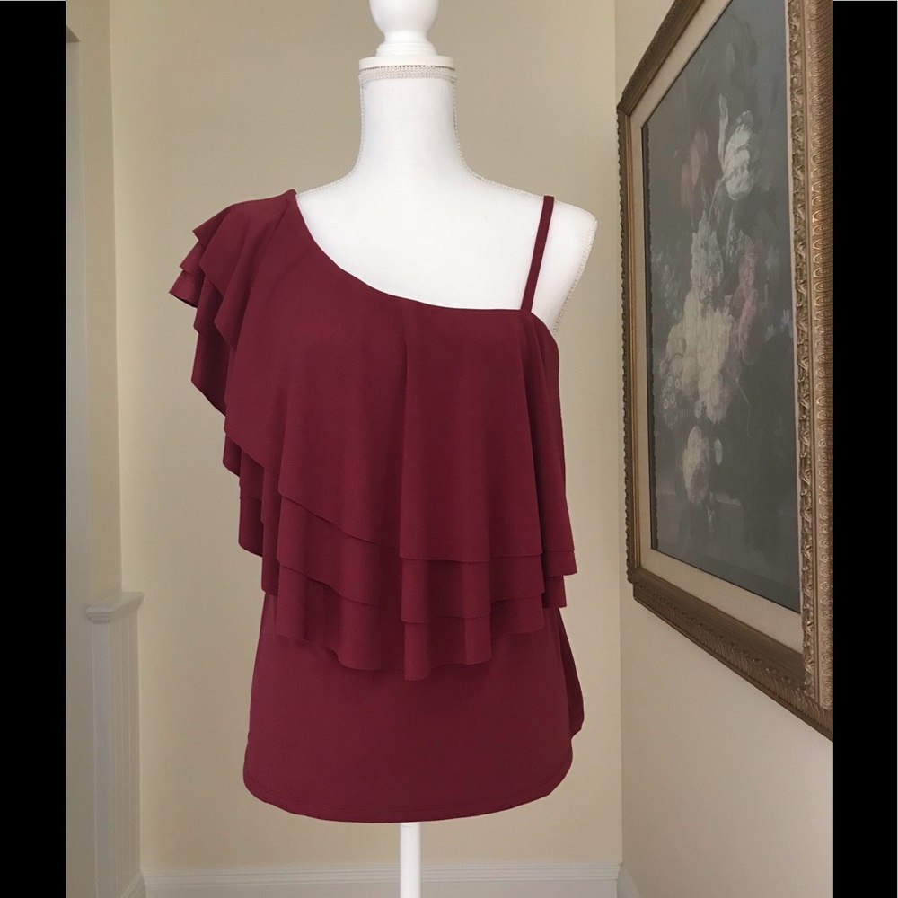 Cupio Dk. Redwood One Shoulder Ruffled Top Size Lg