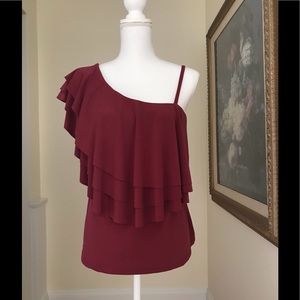 Cupio Dk. Redwood One Shoulder Ruffled Top Size Lg