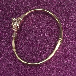 Vintage Costume Gold Leopard Hinged Cat Bracelet