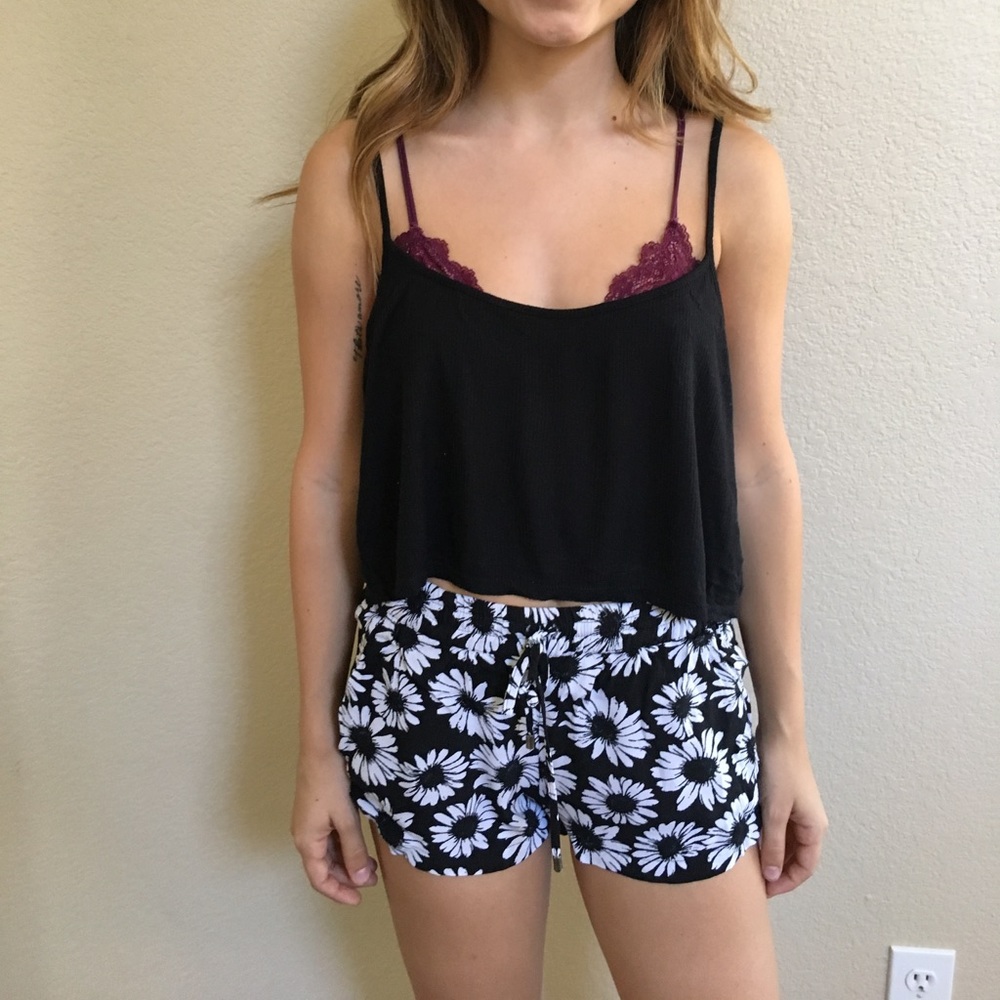 Floral Black + White Shorts