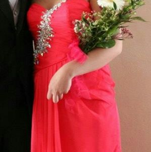 Watermelon Colored Prom Dress