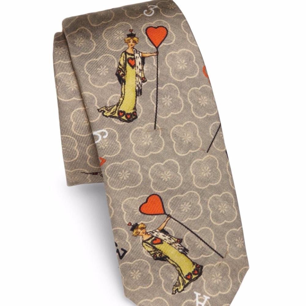 Dolce & Gabbana Card Fantasia Beige Silk Tie