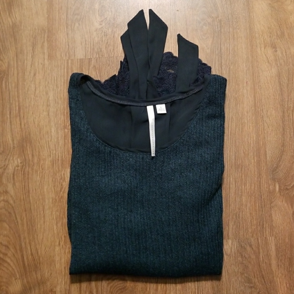 Lauren Conrad Forest Green Layered 3/4 Sleeve Top