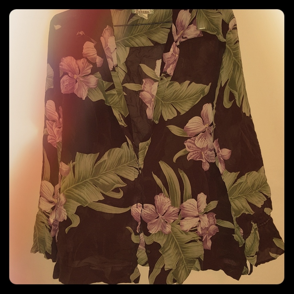 Floral chiffon button up blouse