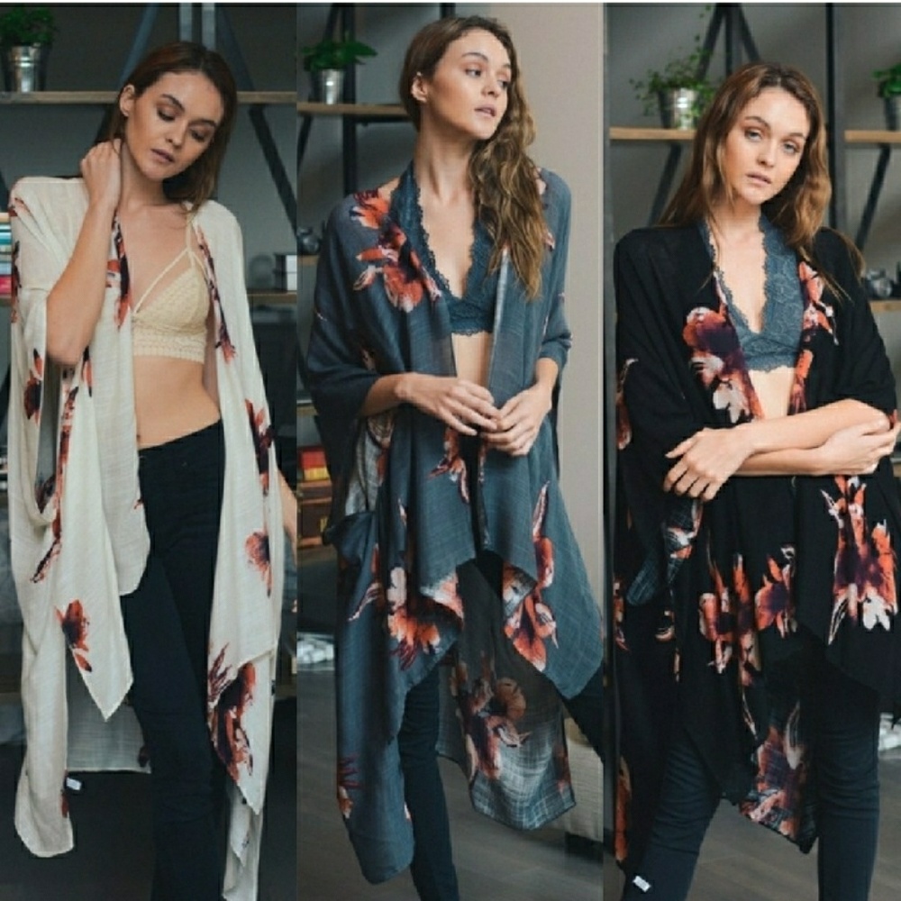 NOT FOR SALE! Gorgeous Ivory Floral Kimono - Picture 2 of 2
