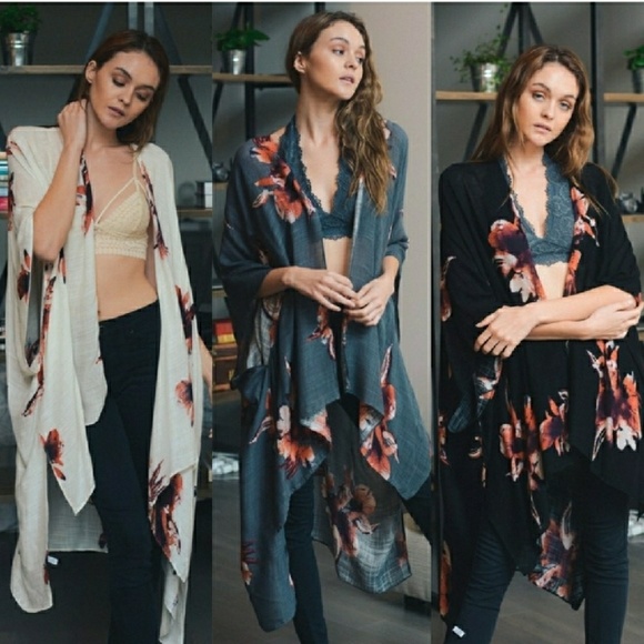 NOT FOR SALE! Gorgeous Ivory Floral Kimono - Picture 2 of 2