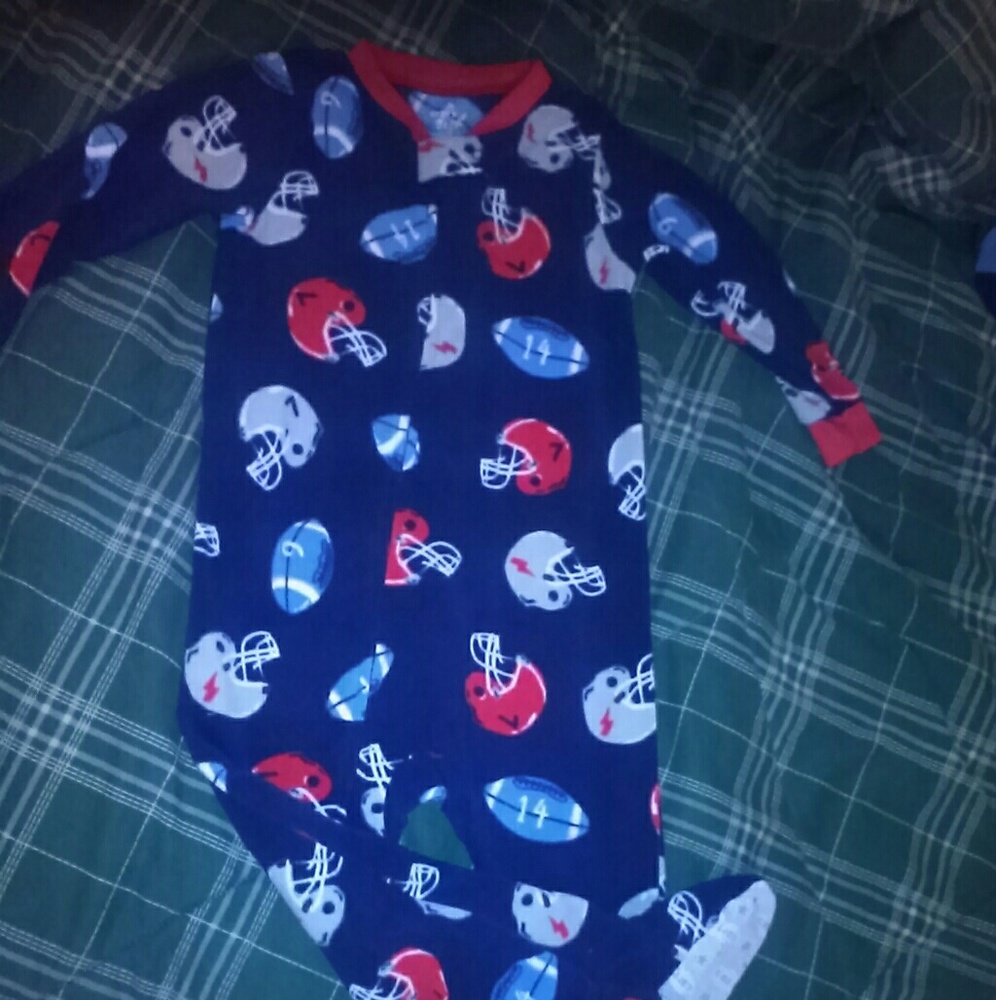 FOOTBALL HELMET FOOTED PAJAMAS